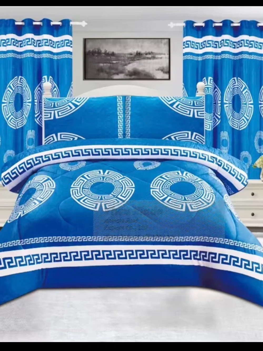 Blue Geometric Comforter Set - Brand
